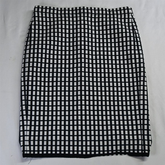 J.CREW 6 Black White Geometric E7852‎ Stretch Womens Straight Pencil Skirt - Picture 1 of 8